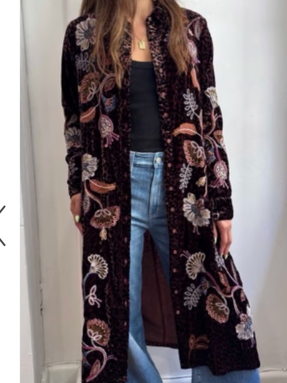 Johnny Was Velvet Shirt Dress - Geneva Black & Brown NWT Size XL